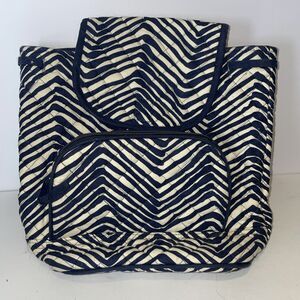 Pomegranate Inc Quilted Backpack NWT - Navy White Chevron Nautical Coastal Bag